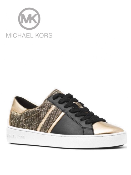 Michael Kors Shoes - MK MICHAEL KORS new Keaton Stripe Sneaker w/ Glitter Chain Mesh + Box